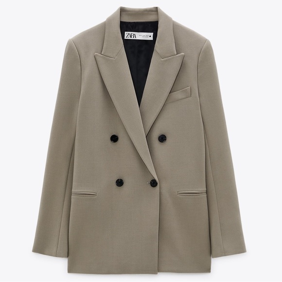 Zara Oversized Double Breasted Buttoned Blazer in ‘Mink’ | Size S - Picture 3 of 7